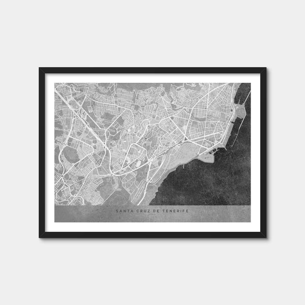 Santa Cruz De Tenerife Map 2 Wall Art — Framed Print Format preview