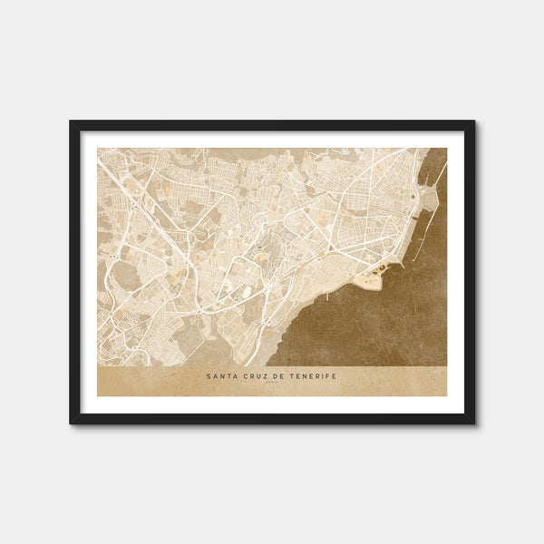 Santa Cruz De Tenerife Map Wall Art — Framed Print Format preview