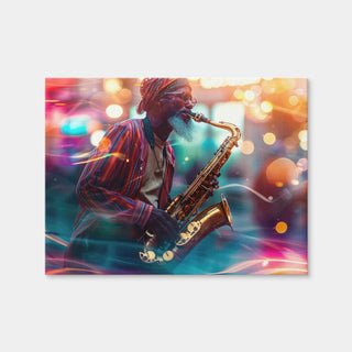 AUTO-MOCKUP WHITE | Saxophonist in the City Lights | 1 Piece | Gallery Wrap | group=4x3