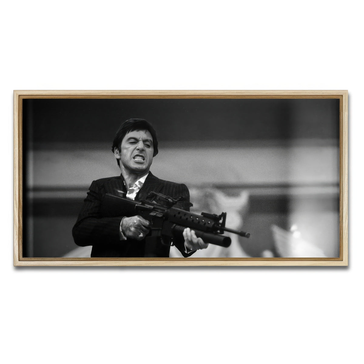 AUTO-MOCKUP WHITE | Scarface Black & White | 1 Piece | Natural Frame | group=2x1