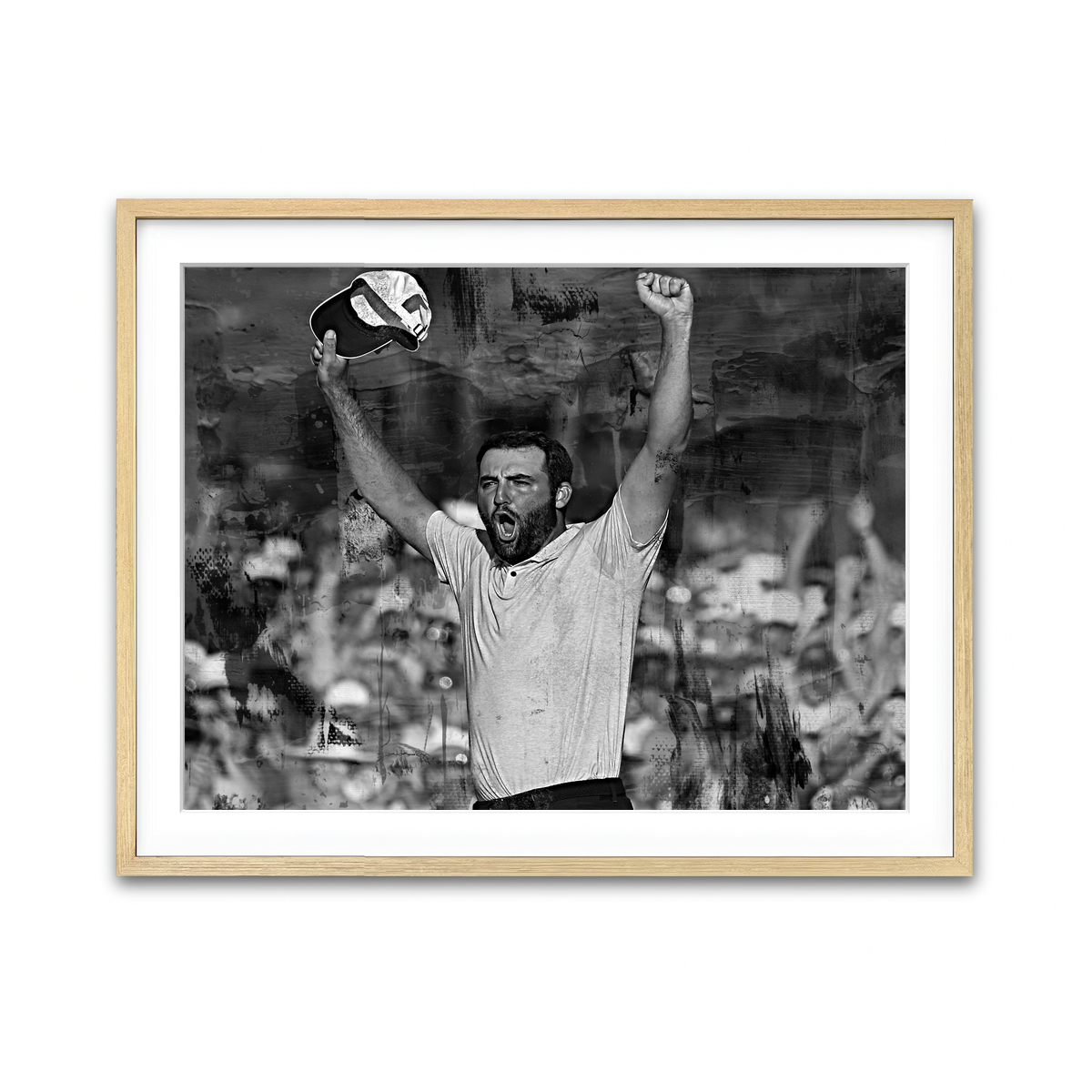 AUTO-MOCKUP WHITE | Scottie Scheffler Grayscale | 1 Piece | Natural Framed Print | group=4x3