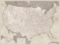 Sepia US Map Wall Art