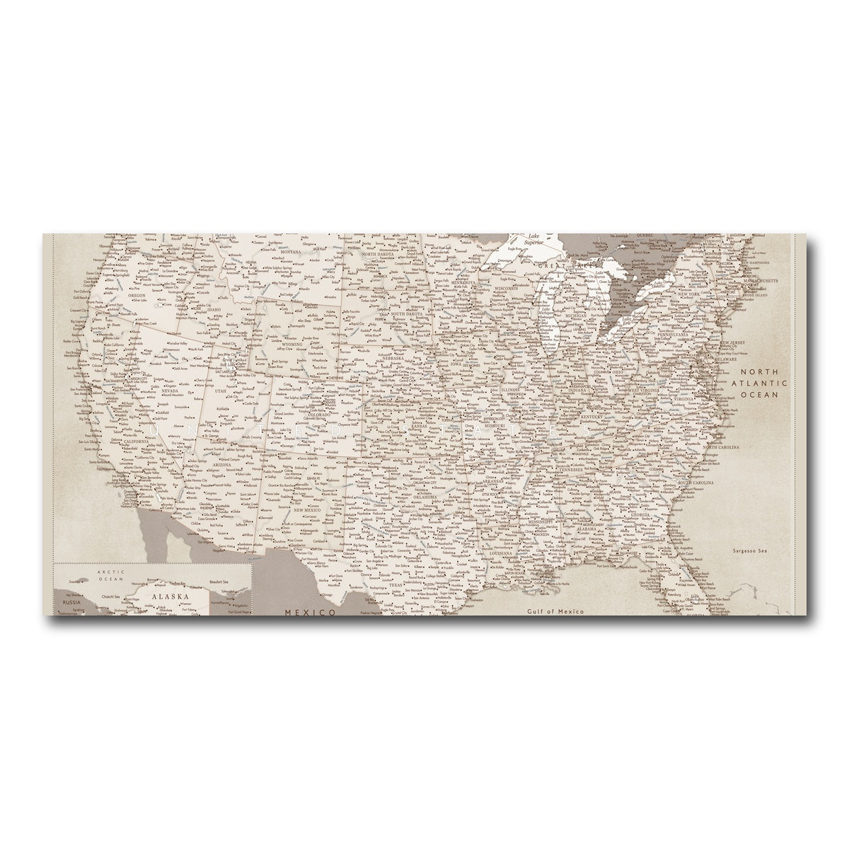 AUTO-MOCKUP WHITE | Sepia US Map | 1 Piece | Gallery Wrap Canvas | group=2x1