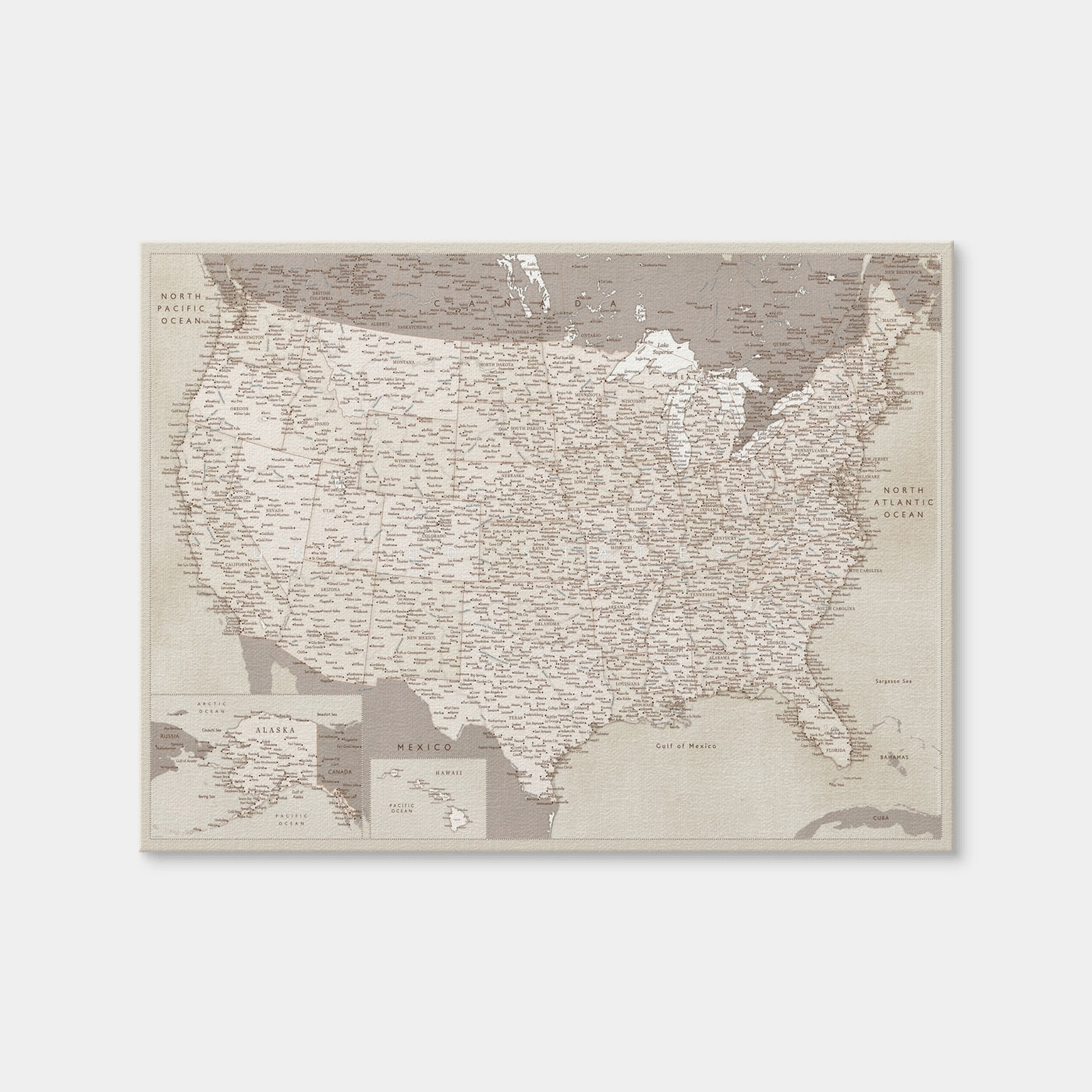 AUTO-MOCKUP WHITE | Sepia US Map | 1 Piece | Gallery Wrap | group=4x3