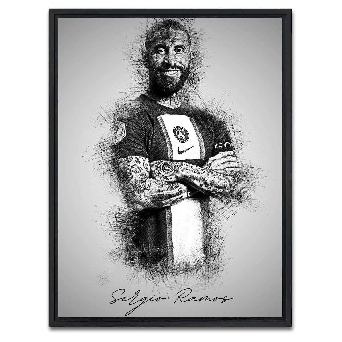 AUTO-MOCKUP WHITE | Sergio Ramos | 1 Piece | Black Framed Canvas | group=3x4