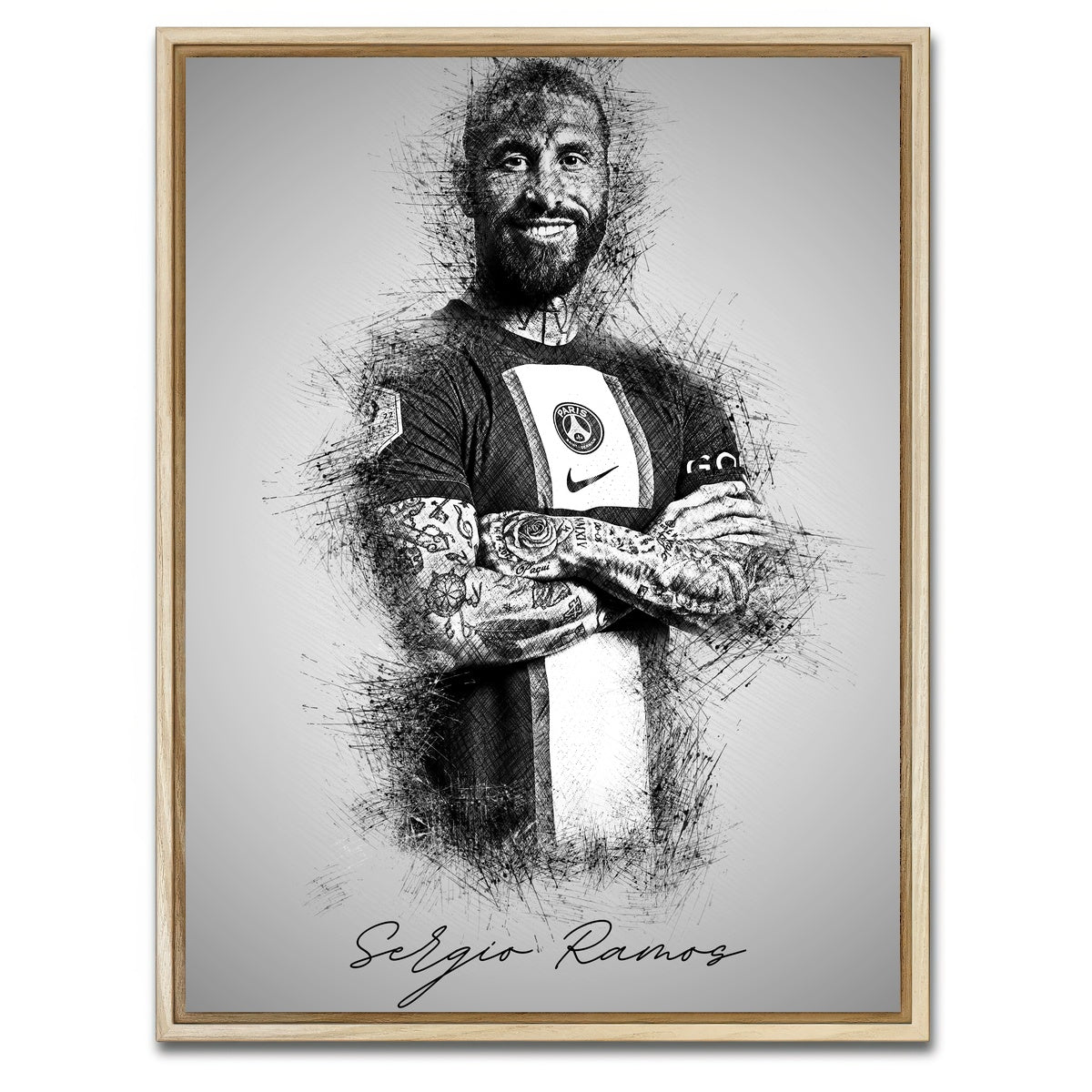 AUTO-MOCKUP WHITE | Sergio Ramos | 1 Piece | Natural Framed Canvas | group=3x4