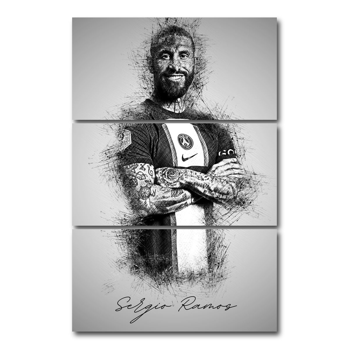 AUTO-MOCKUP WHITE | Sergio Ramos | 3 Piece | Gallery Wrap Canvas | group=12x24_stacked