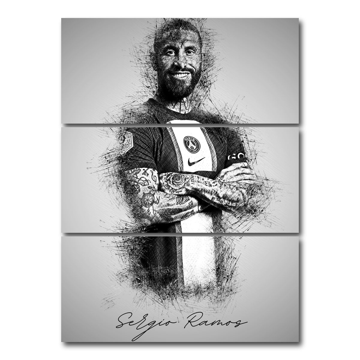 AUTO-MOCKUP WHITE | Sergio Ramos | 3 Piece | Gallery Wrap Canvas | group=8x18_stacked