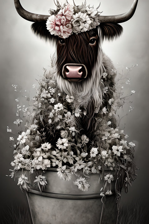 Shabby Highland Cow Wall Art
