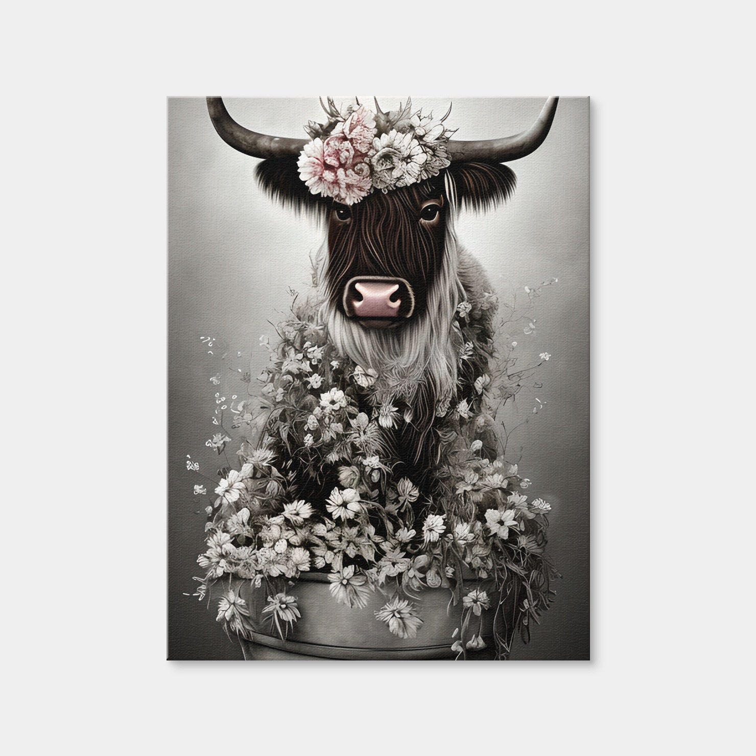AUTO-MOCKUP WHITE | Shabby Highland Cow | 1 Piece | Gallery Wrap | group=3x4