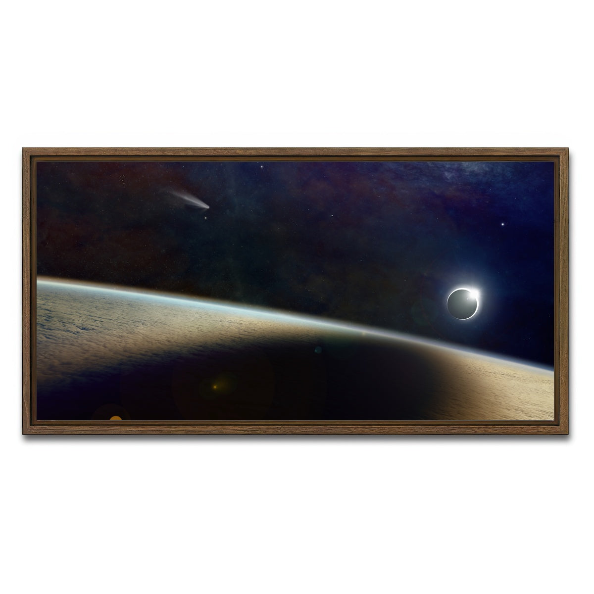 AUTO-MOCKUP WHITE | Shadow of the Solar Eclipse | 1 Piece | Walnut Framed Canvas | group=2x1