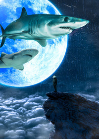 Shark Moon Wall Art