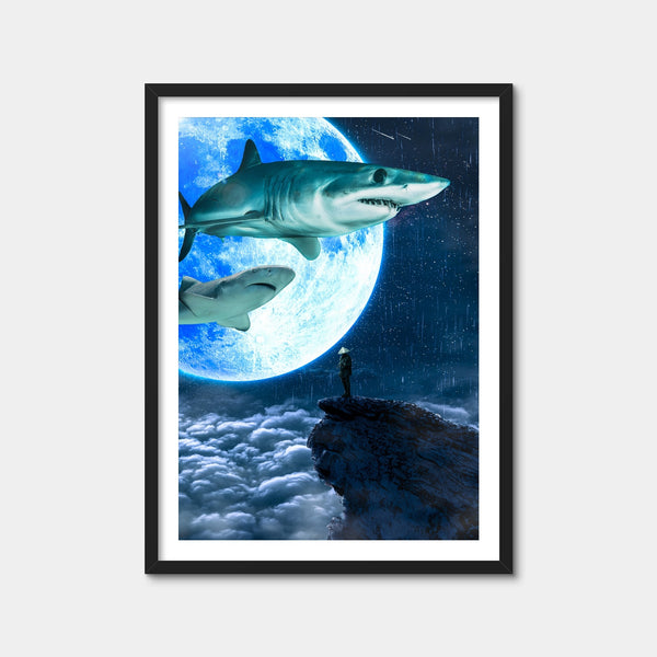 Shark Moon Wall Art — Framed Print Format preview