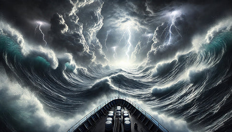 Ship Deck View of Fierce Storm Wall Art