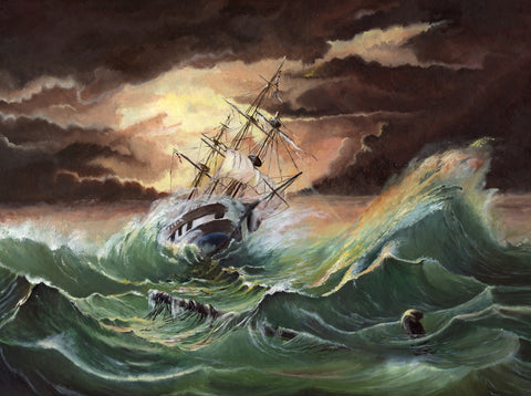 Ship in Storm Wall Art