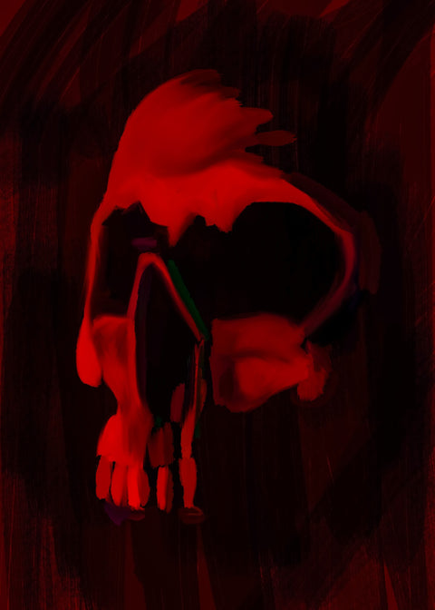 Skull Painted Red Wall Art