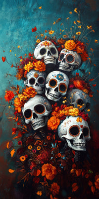 Skulls with Flowers Wall Art
