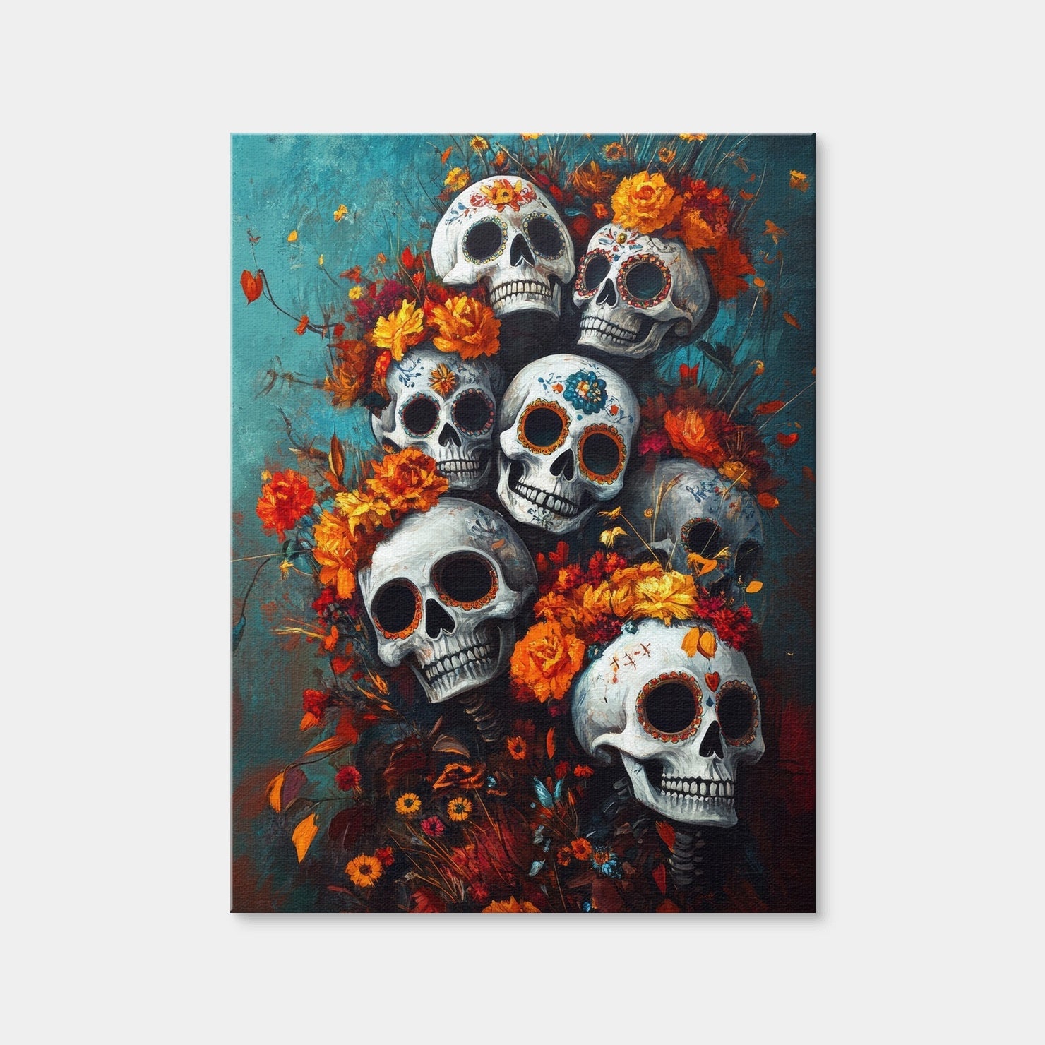AUTO-MOCKUP WHITE | Skulls with Flowers | 1 Piece | Gallery Wrap | group=3x4