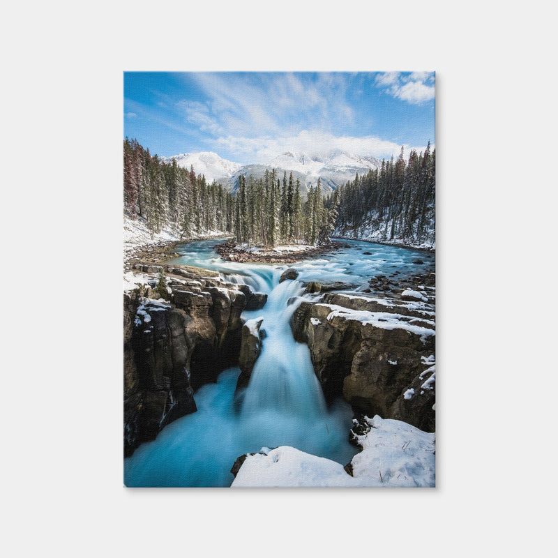 AUTO-MOCKUP WHITE | Snowy Sunwapta Falls | 1 Piece | Gallery Wrap Canvas | group=3x4
