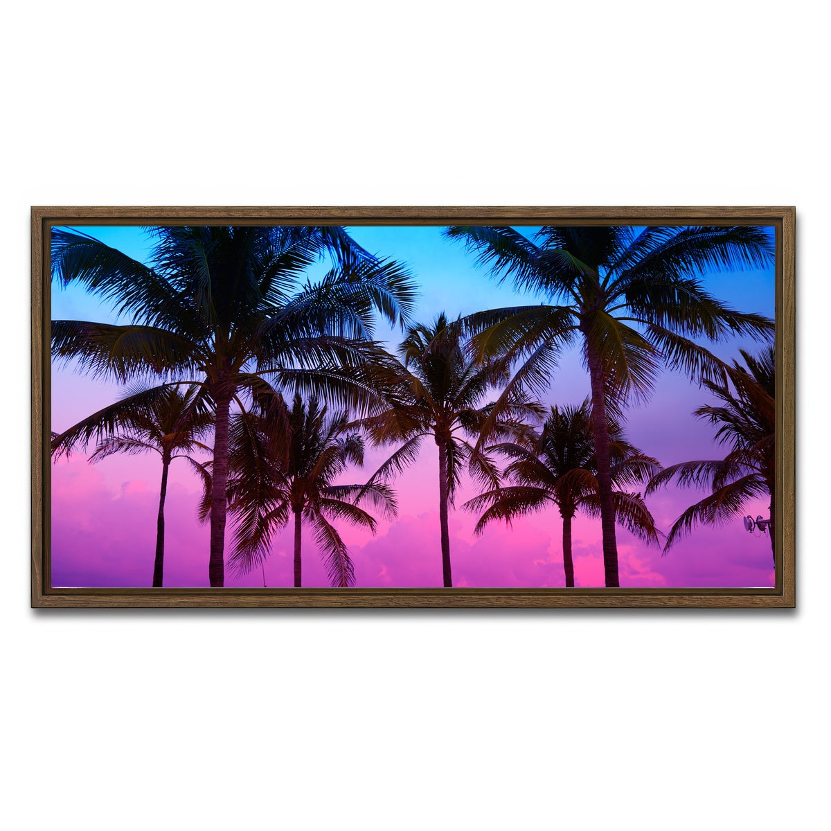 AUTO-MOCKUP WHITE | South Beach sunset | 1 Piece | Walnut Framed Canvas | group=2x1