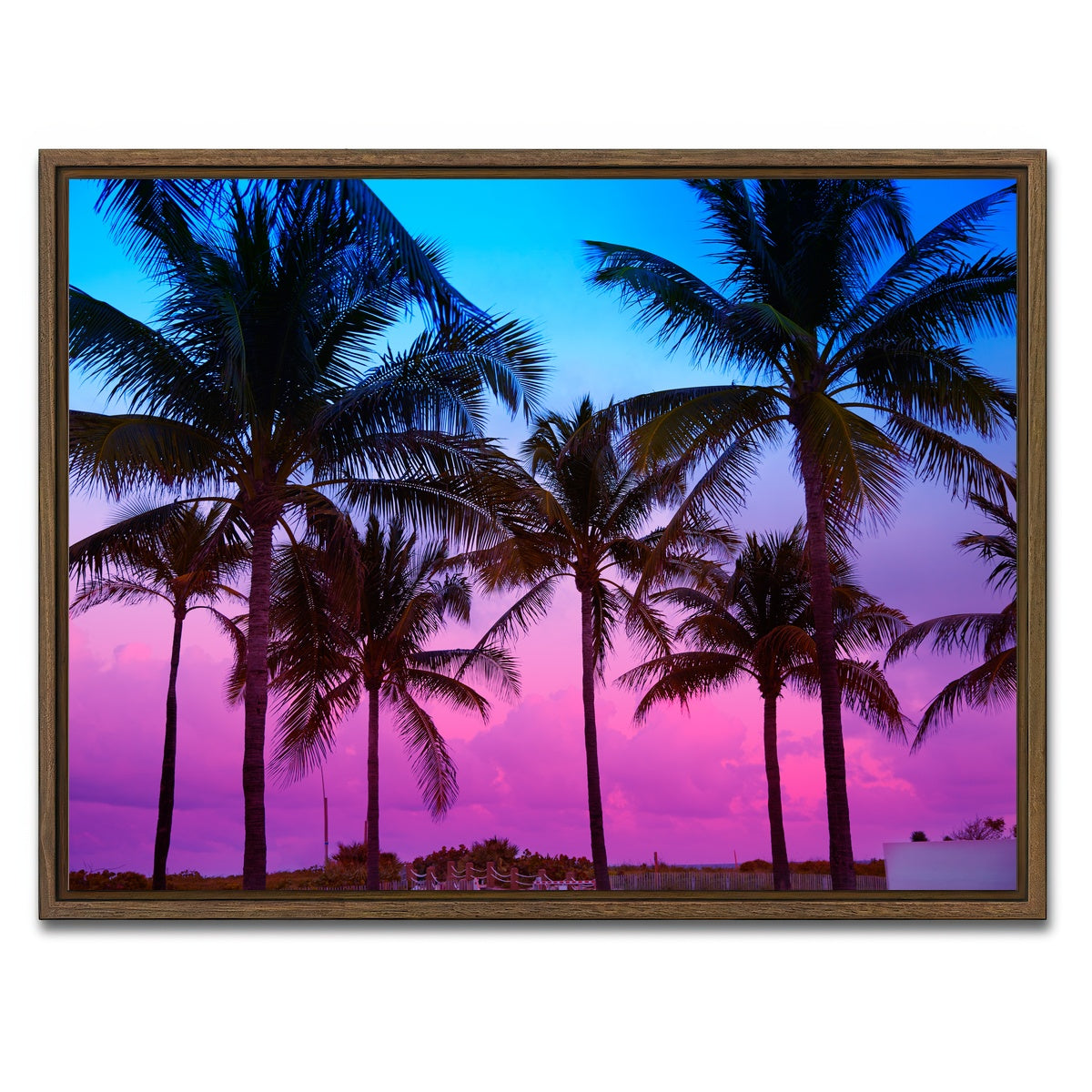 AUTO-MOCKUP WHITE | South Beach sunset | 1 Piece | Walnut Framed Canvas | group=4x3