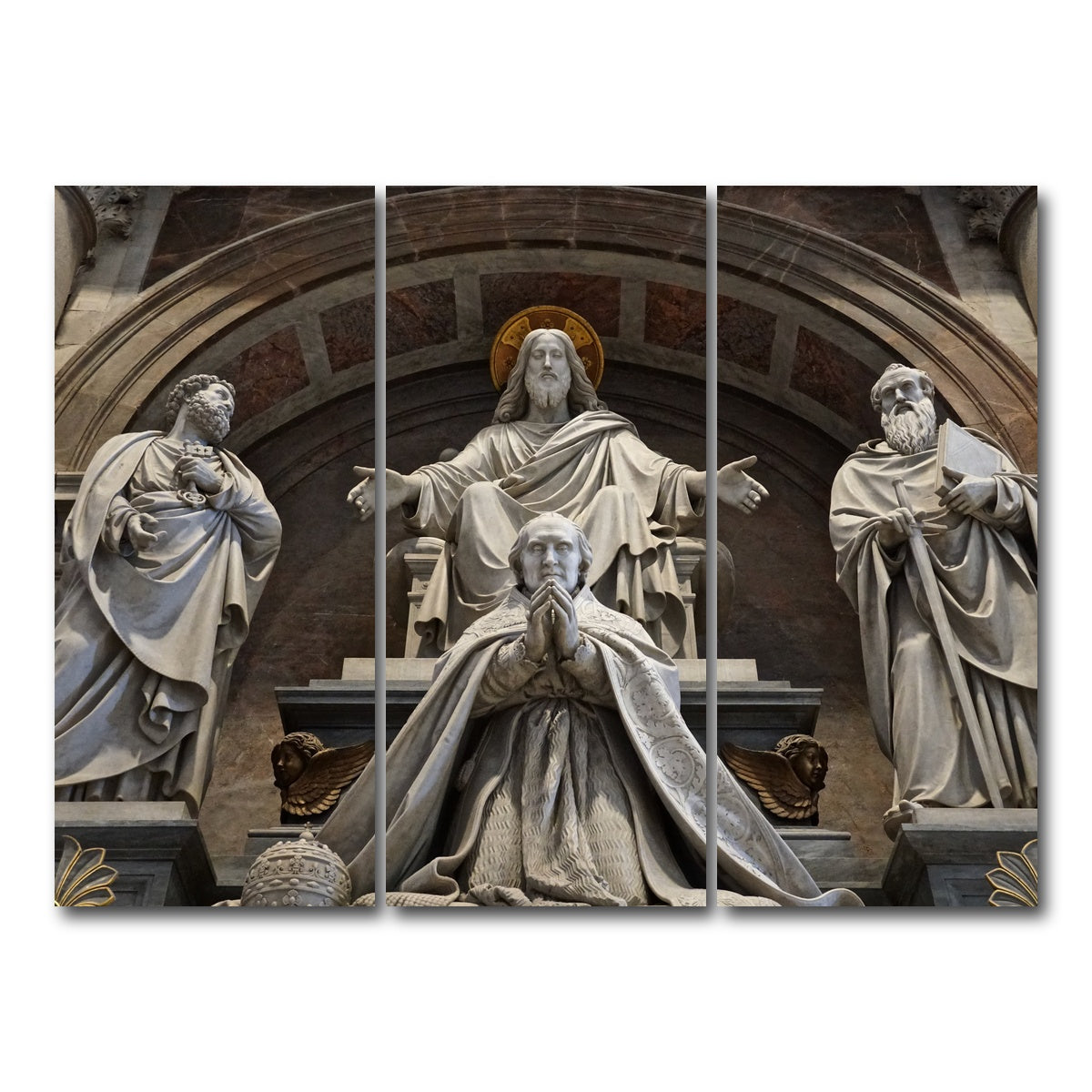 AUTO-MOCKUP WHITE | St. Peter's Basilica Vatican City | 3 Piece | Gallery Wrap Canvas | group=8x18