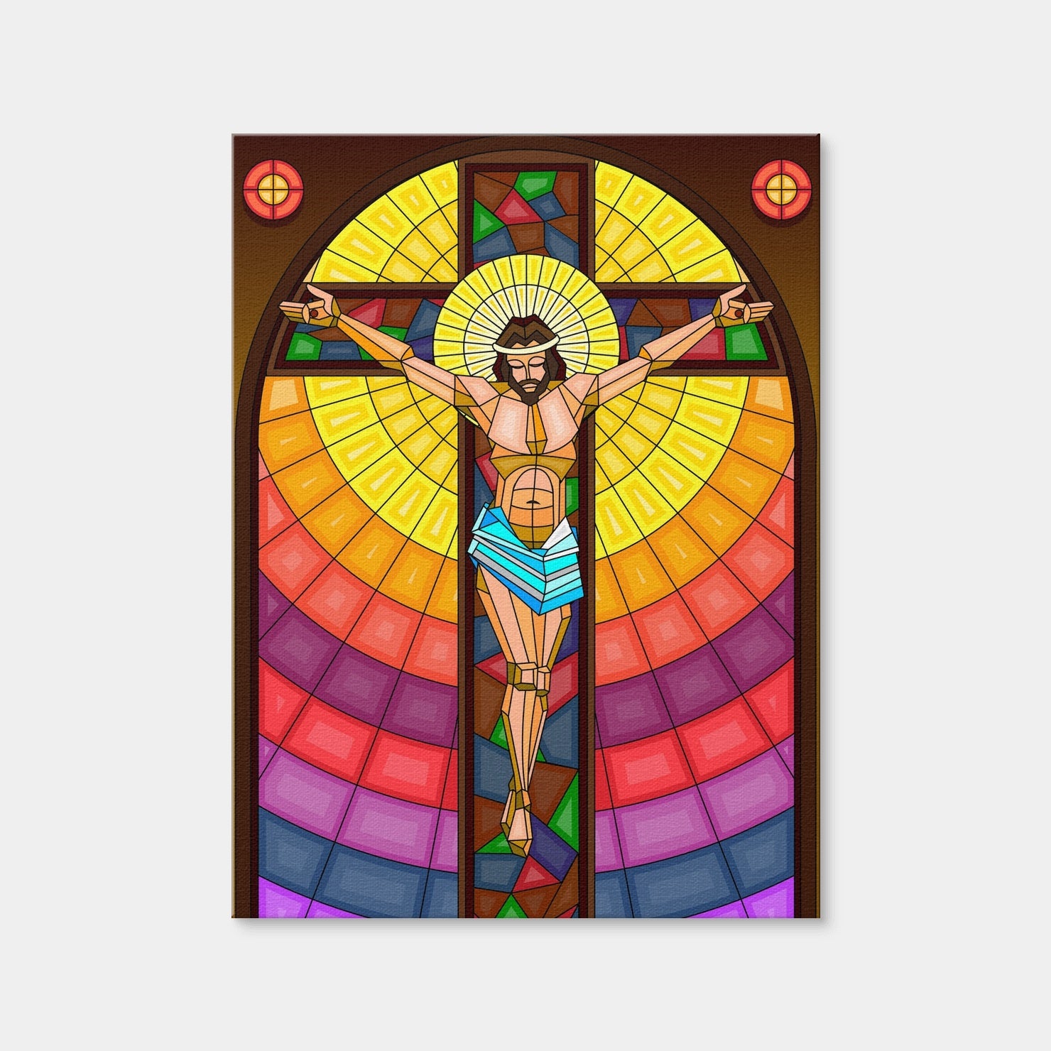 AUTO-MOCKUP WHITE | Stained Glass Crucifixion | 1 Piece | Gallery Wrap | group=3x4