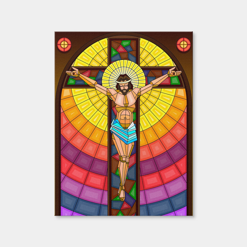 AUTO-MOCKUP WHITE | Stained Glass Crucifixion | 1 Piece | Gallery Wrap | group=3x4