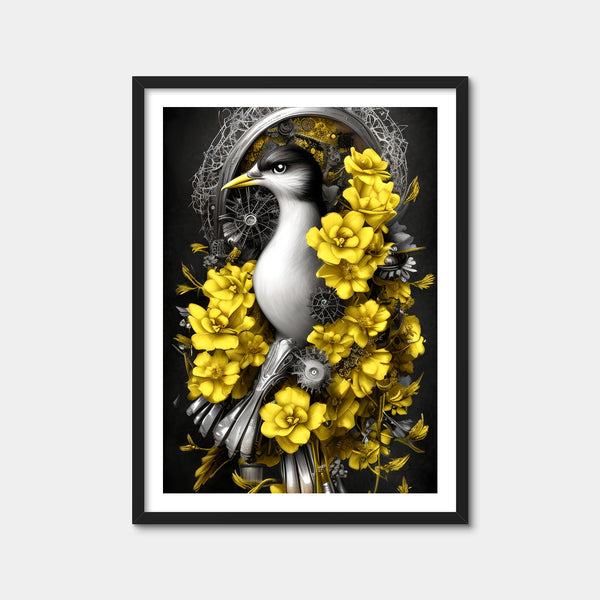 Steampunk Fantasy Bird Wall Art — Framed Print Format preview
