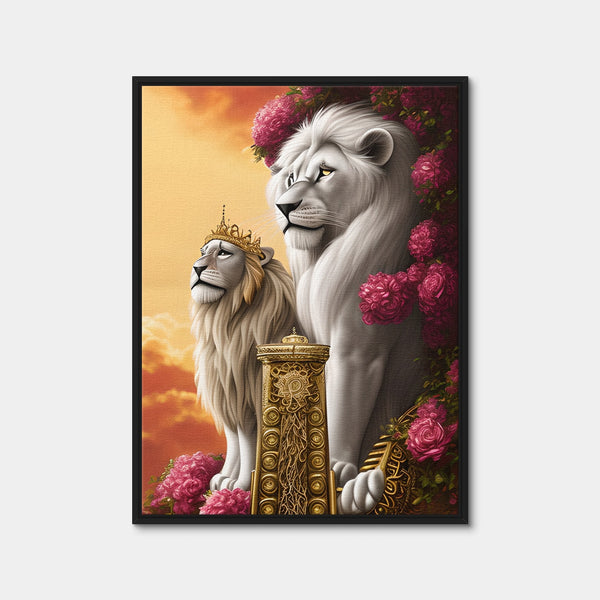 Steampunk Fantasy Lion King Wall Art — Framed Canvas Format preview