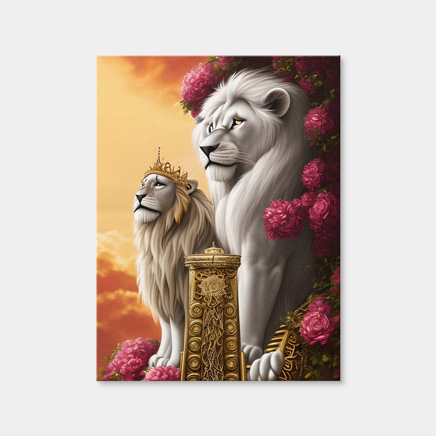 AUTO-MOCKUP WHITE | Steampunk Fantasy Lion King | 1 Piece | Gallery Wrap | group=3x4