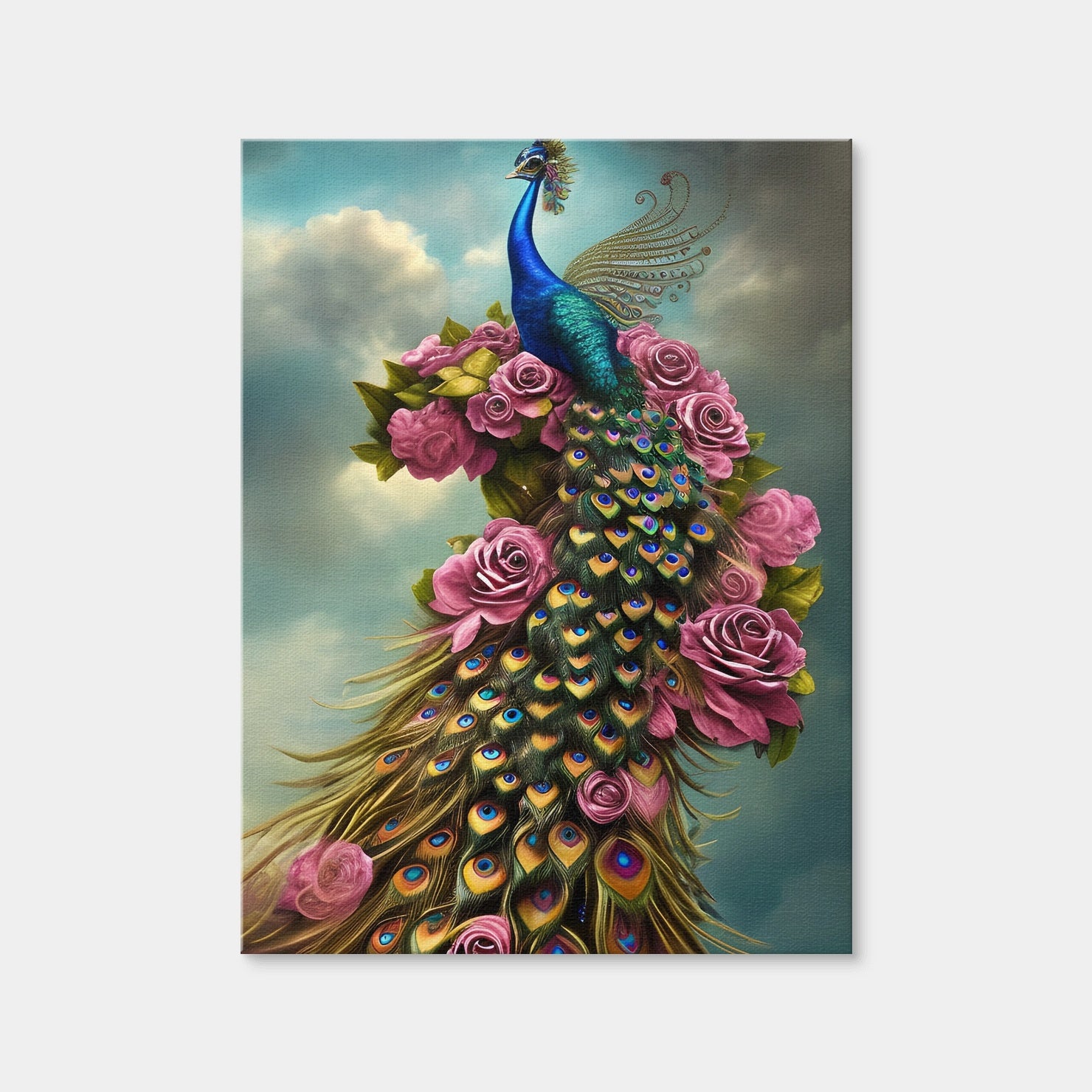 AUTO-MOCKUP WHITE | Steampunk Fantasy Peacock | 1 Piece | Gallery Wrap Canvas | group=3x4