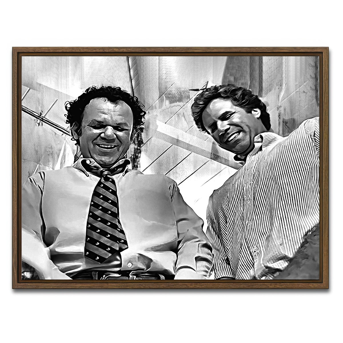 AUTO-MOCKUP WHITE | Step Brothers - Crossing Streams Grayscale | 1 Piece | Walnut Framed Canvas | group=4x3