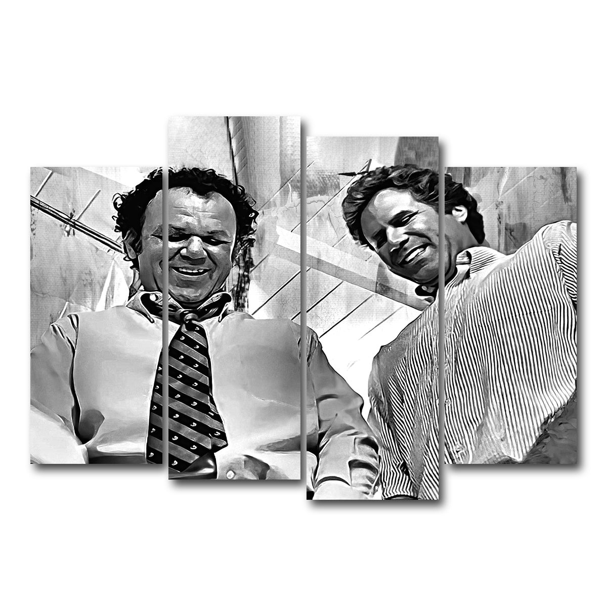 AUTO-MOCKUP WHITE | Step Brothers - Crossing Streams Grayscale | 4 Piece | Gallery Wrap Canvas | group=4_normal