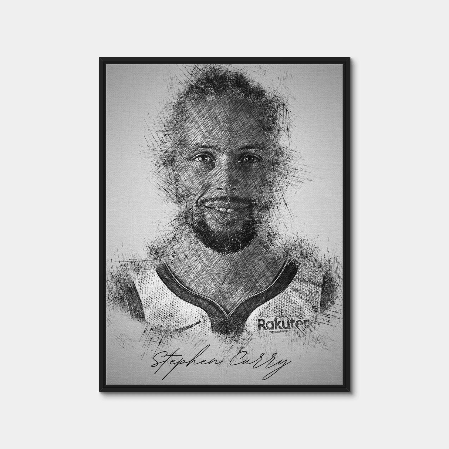AUTO-MOCKUP WHITE | Stephen Curry | 1 Piece | Black Framed Canvas | group=3x4