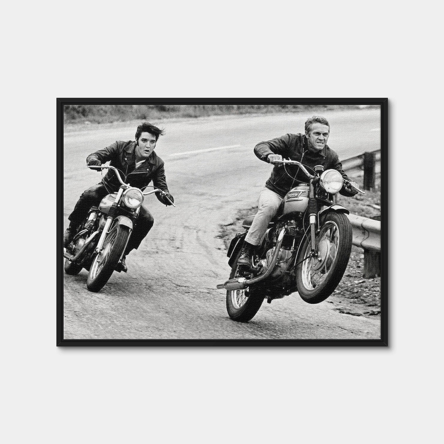 AUTO-MOCKUP WHITE | Steve McQueen and Elvis Presley | 1 Piece | Black Framed Canvas | group=4x3