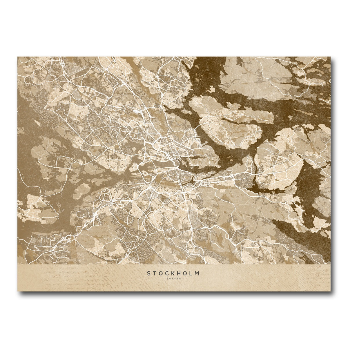 AUTO-MOCKUP WHITE | Stockholm Map | 1 Piece | Gallery Wrap Canvas | group=4x3