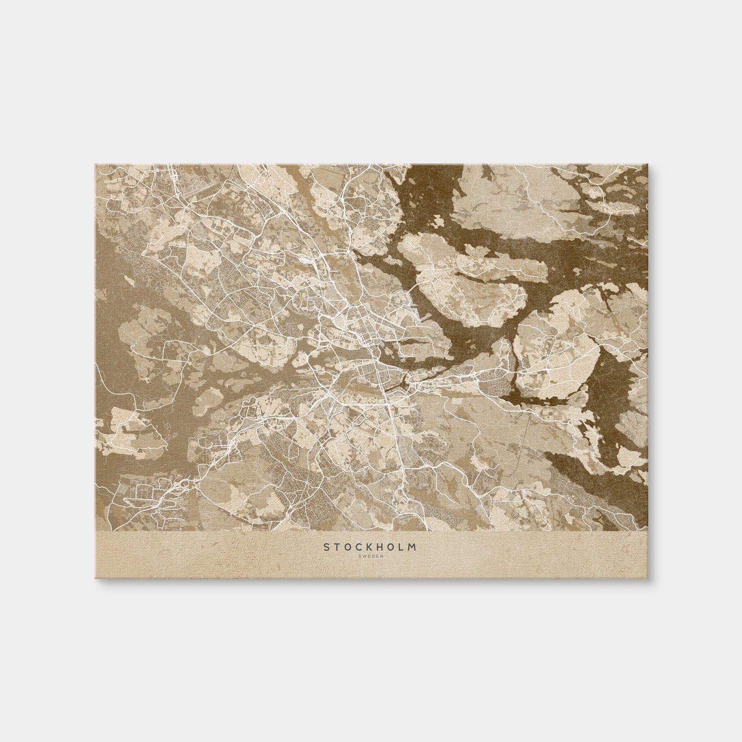 AUTO-MOCKUP WHITE | Stockholm Map | 1 Piece | Gallery Wrap | group=4x3