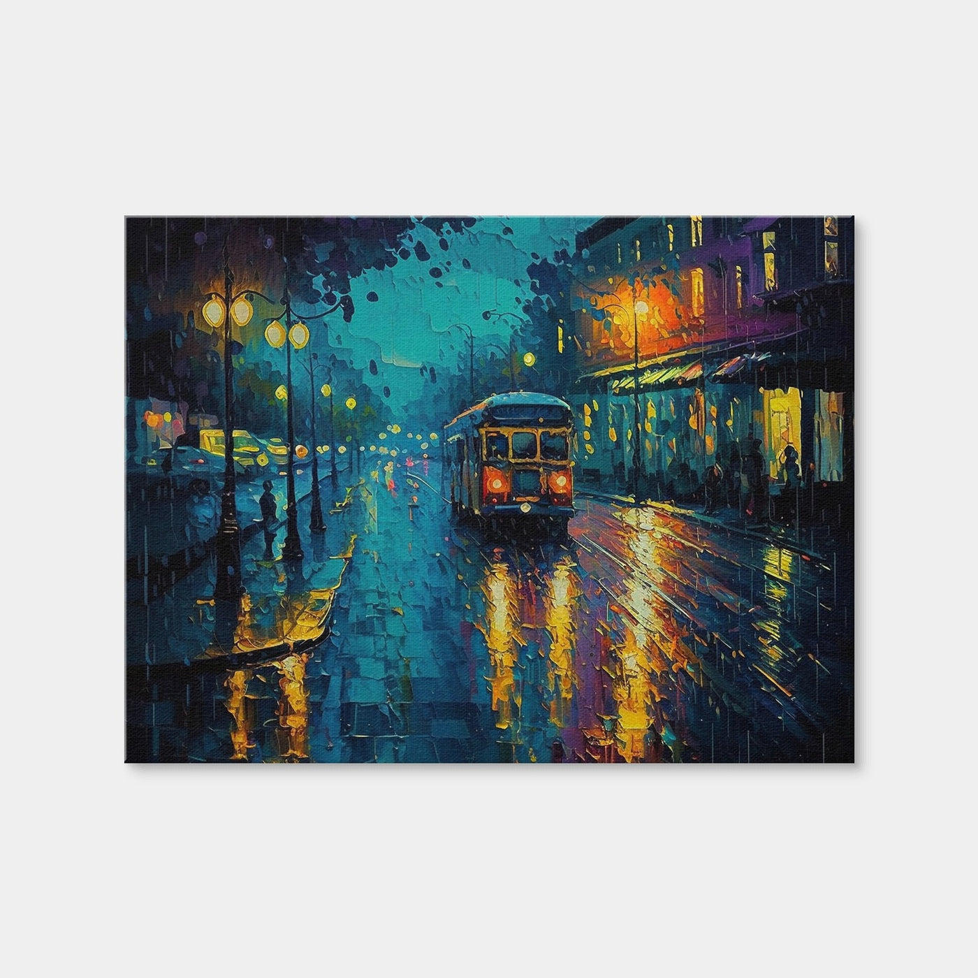 AUTO-MOCKUP WHITE | Street Car on a Rainy Evening | 1 Piece | Gallery Wrap | group=4x3