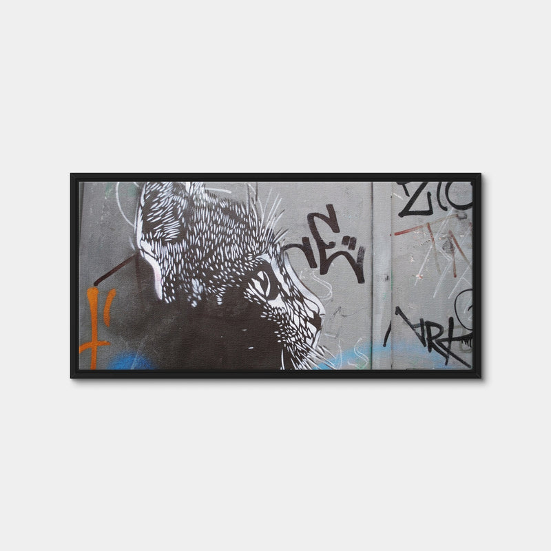 AUTO-MOCKUP WHITE | Street art cat | 1 Piece | Black Framed Canvas | group=2x1