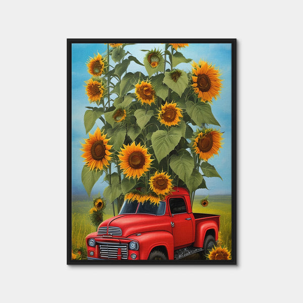 Sunflower Red Truck Wall Art — Framed Canvas Format preview