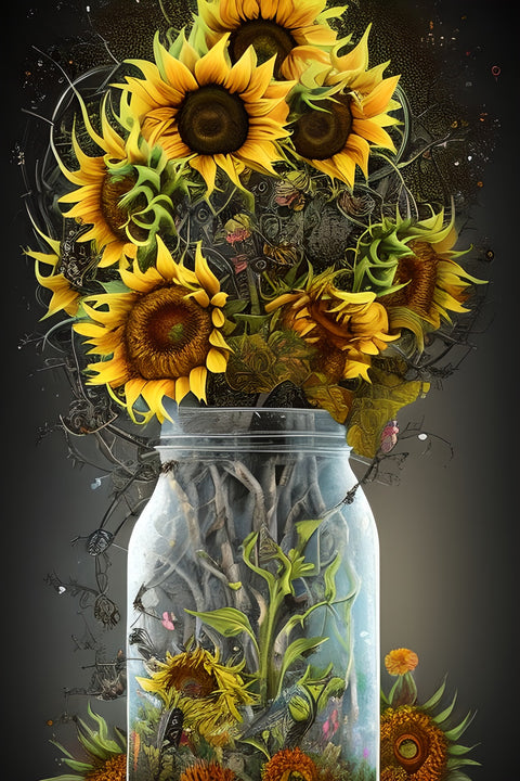 Sunflower in Mason Jar Wall Art