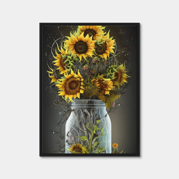 Sunflower in Mason Jar Wall Art — Framed Canvas Format preview