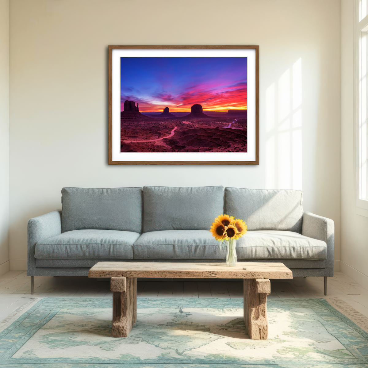 AUTO-MOCKUP ROOM | Sunrise over Monument Valley Wall Art