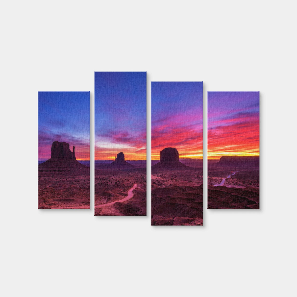 AUTO-MOCKUP WHITE | Sunrise over Monument Valley | 4 Piece | Gallery Wrap Canvas | group=4_normal