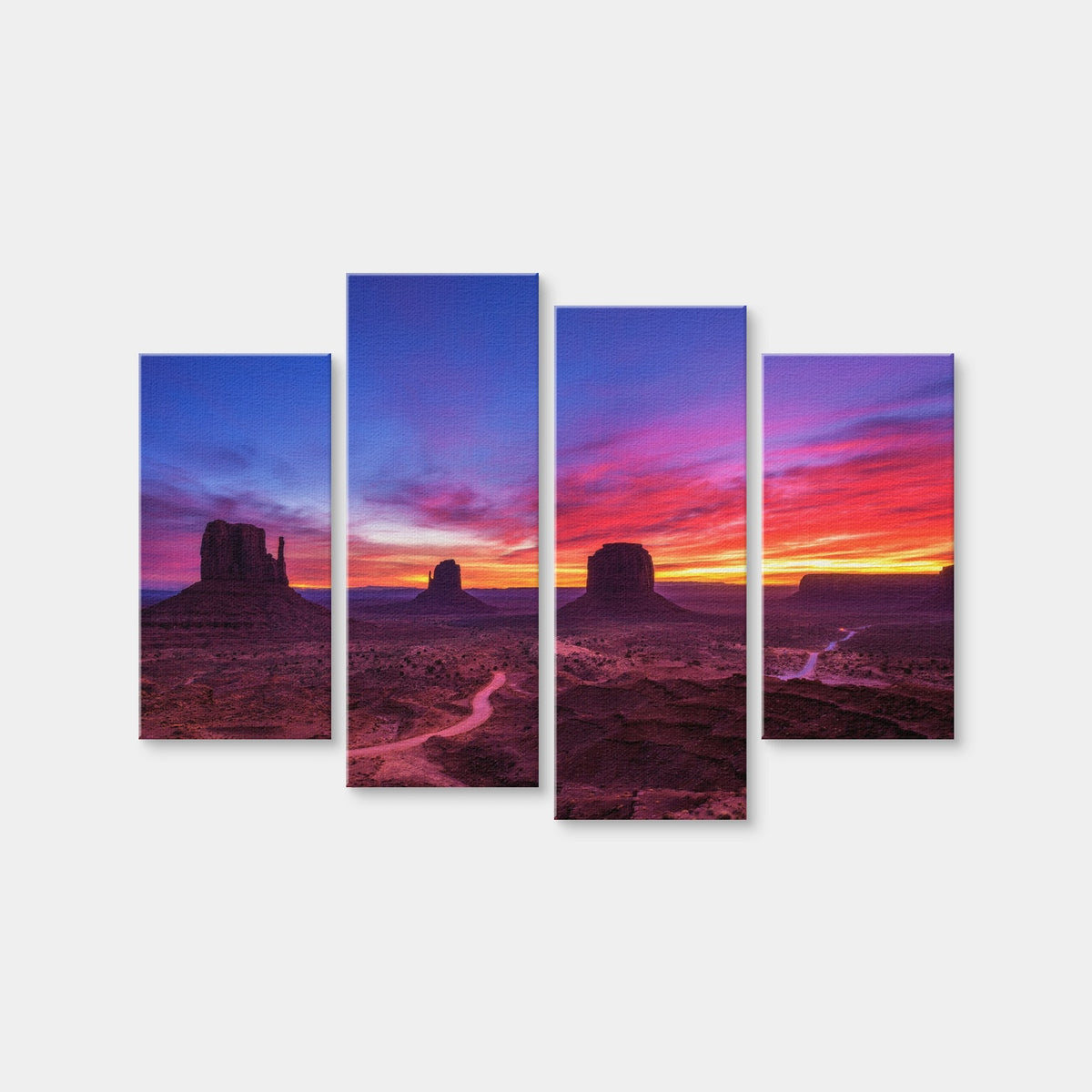 AUTO-MOCKUP WHITE | Sunrise over Monument Valley | 4 Piece | Gallery Wrap Canvas | group=4_short