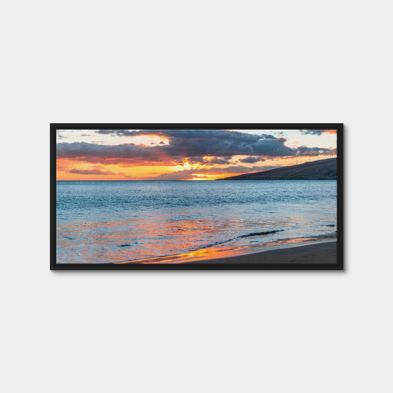 AUTO-MOCKUP WHITE | Sunset Over the Beach | 1 Piece | Black Framed Canvas | group=2x1