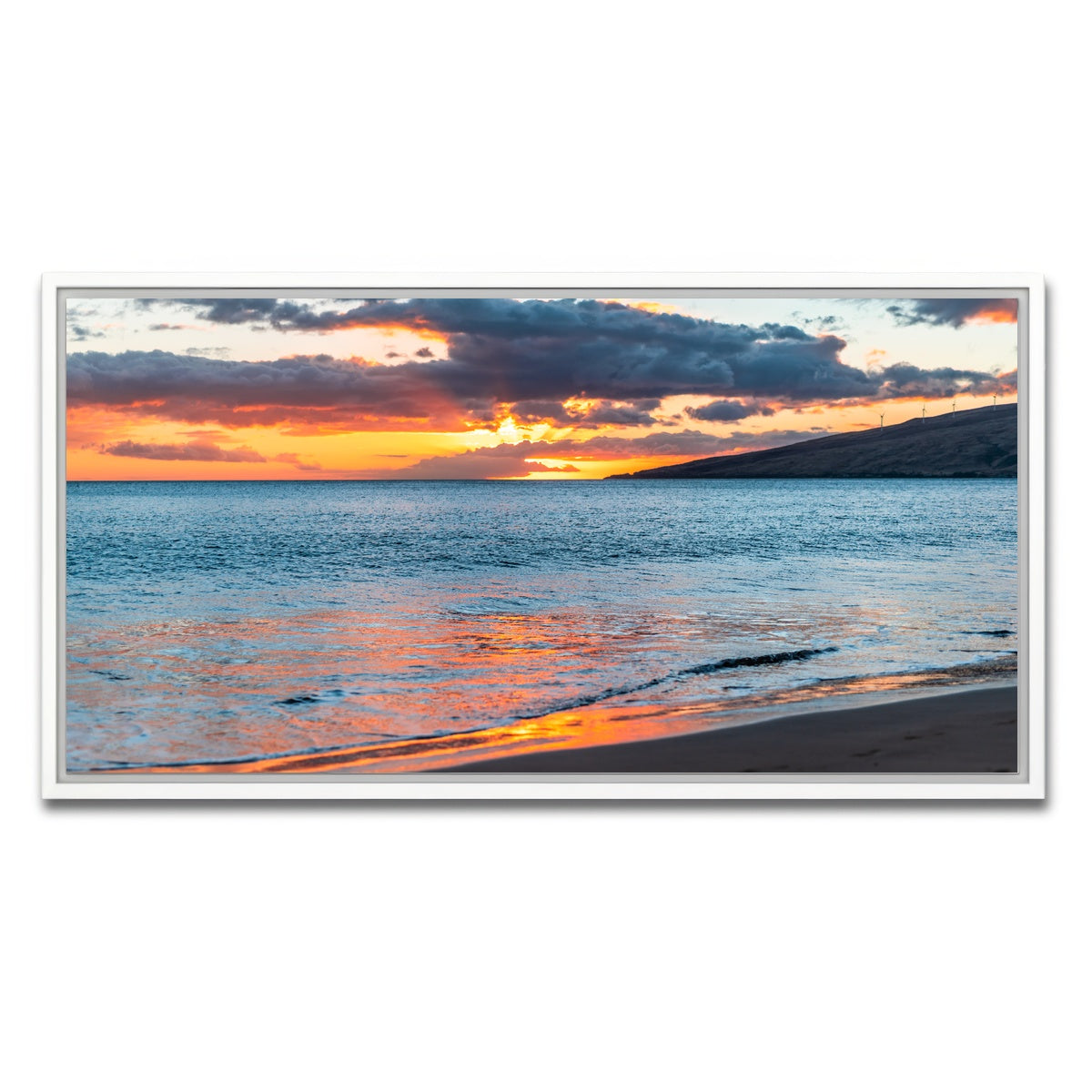 AUTO-MOCKUP WHITE | Sunset Over the Beach | 1 Piece | White Framed Canvas | group=2x1