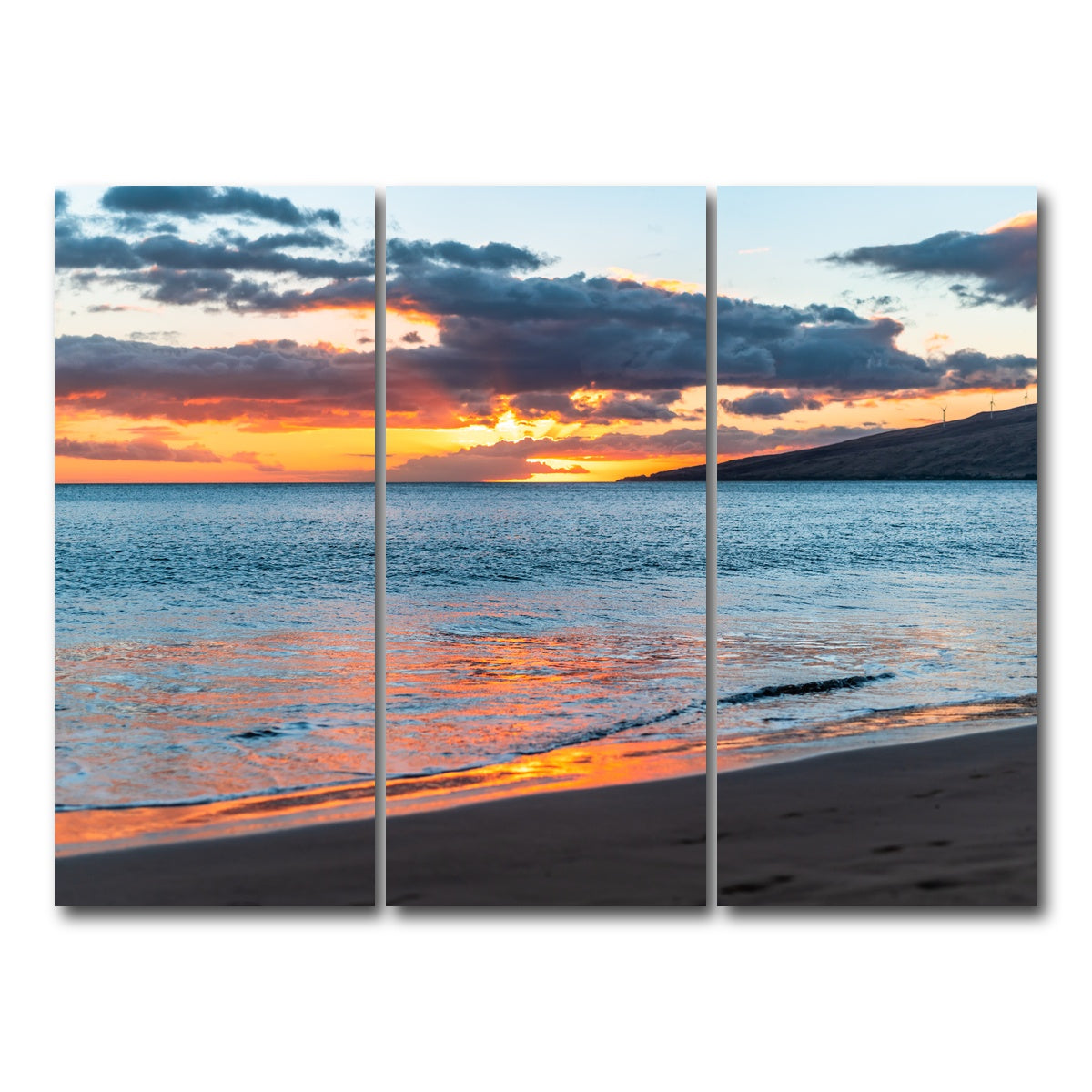AUTO-MOCKUP WHITE | Sunset Over the Beach | 3 Piece | Gallery Wrap Canvas | group=8x18