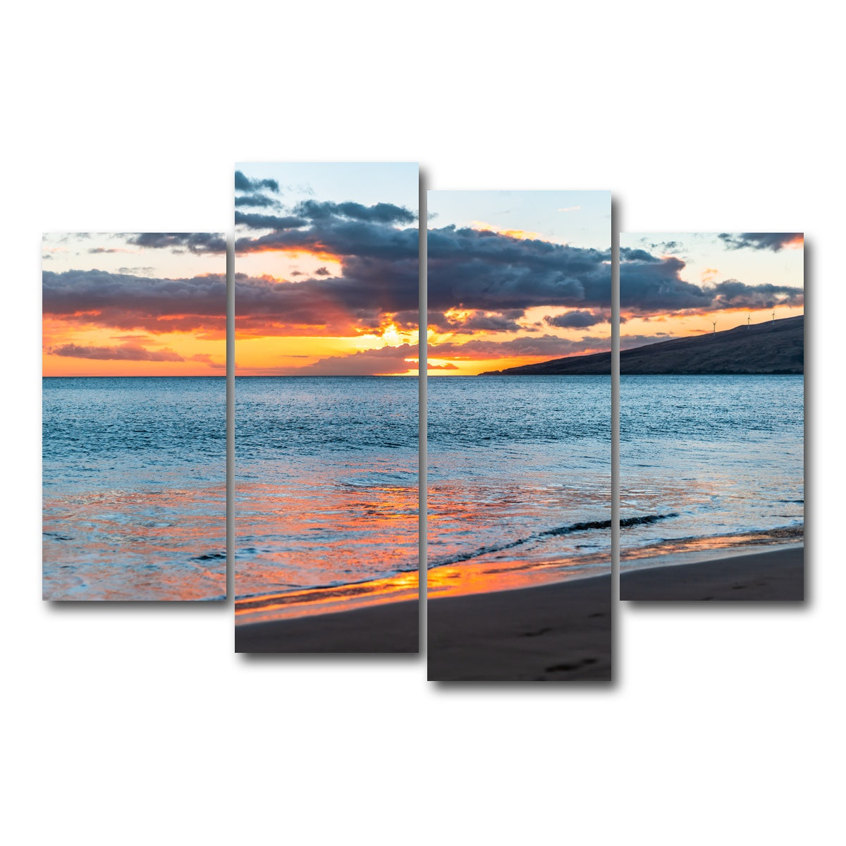 AUTO-MOCKUP WHITE | Sunset Over the Beach | 4 Piece | Gallery Wrap Canvas | group=4_short
